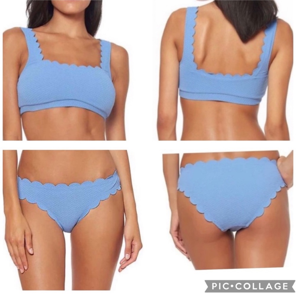 Jessica Simpson Pacific Blue Scallop Bikini Set, L